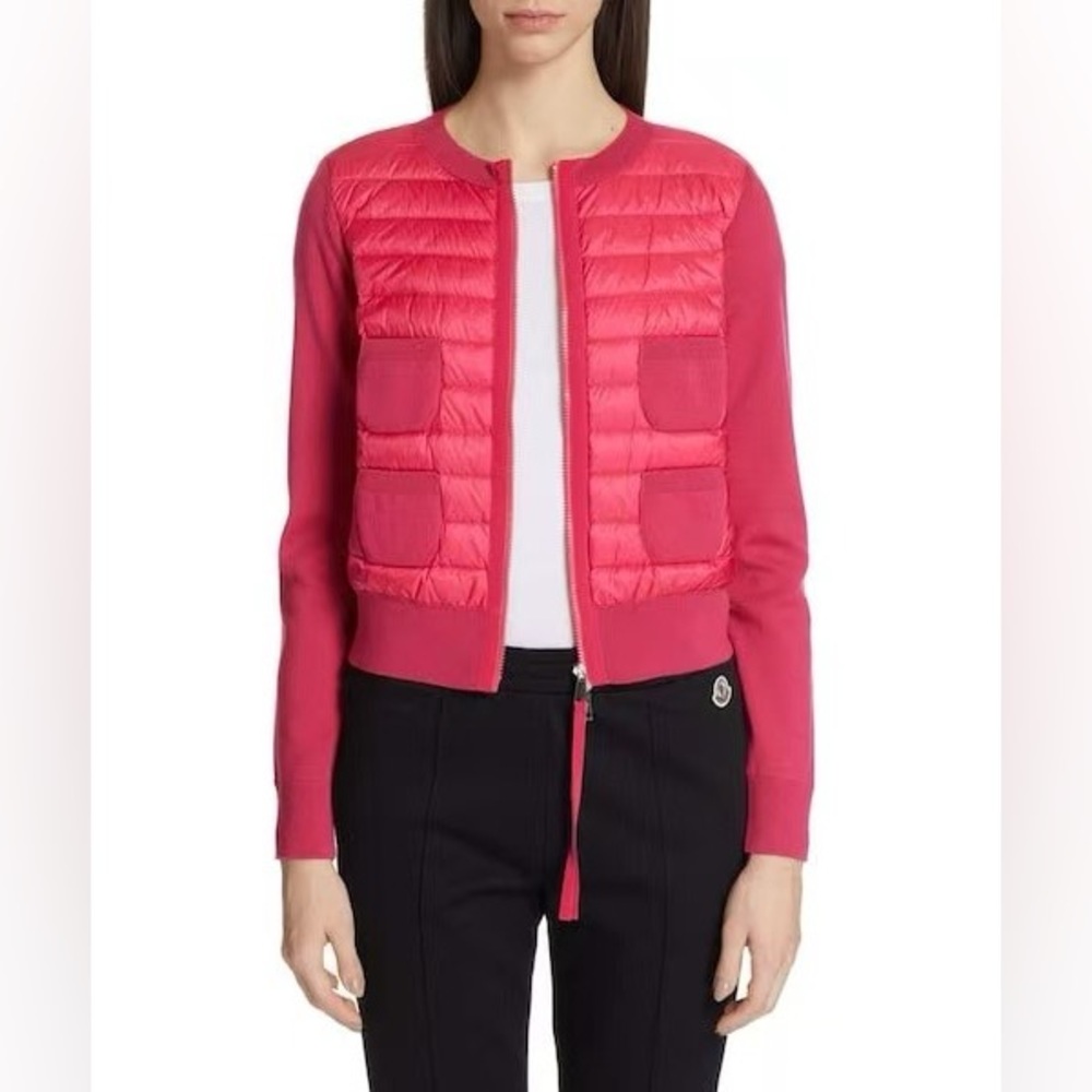 NWT Moncler Alla Coreana Lightweight Down Front Wool Cardigan
